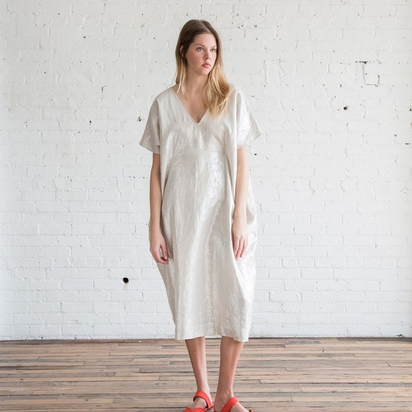 Horses Atelier Smoking Dress in Italian Metallic Linen size 1 - Picture 7 of 13